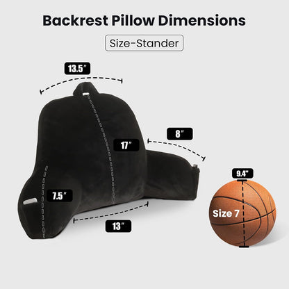 Reading Pillow with Arms for Sitting in Bed,Backrest,White Flannel,M | 17" Backrest Supports Back for College Students,Elbows & Forearms for Dorm Reading,Gaming,Watching TV