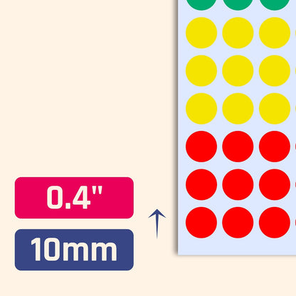 2100 Pack - 0.4" Colored Dot Stickers, Small Round Circle Labels - 5 Colors