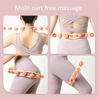 Manual Back Massage Roller Rope, Handheld Massage Ball Roller Anti Cellulite Massage Roller, Fascia Roller Manual Massage Strap for Back Neck Shoulder Waist Leg Muscle Exercise Massage Roller (Pink)