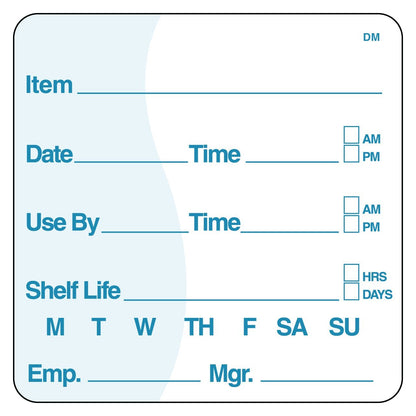 DayMark Safety Systems DissolveMark IT112437 Item/Date/Use-by Shelf-Life Label, 2" x 2", White, Roll of 250