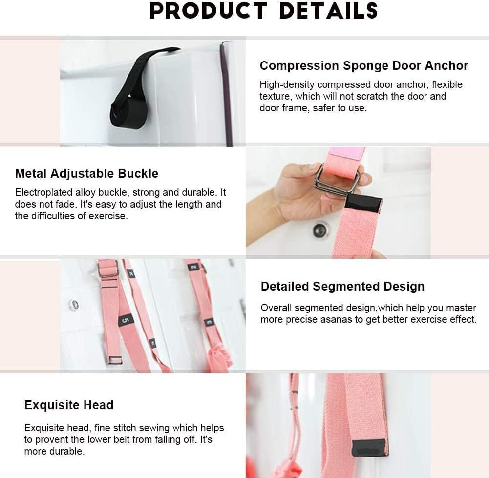Yoga Fitness Stretching Strap, Adjustable Leg Stretcher Back Bend Assist Trainer, Improve Leg Waist Back Flexibility Home Gym Equipment for Rehab Pilates Ballet Cheerleading Splits Gymnastics