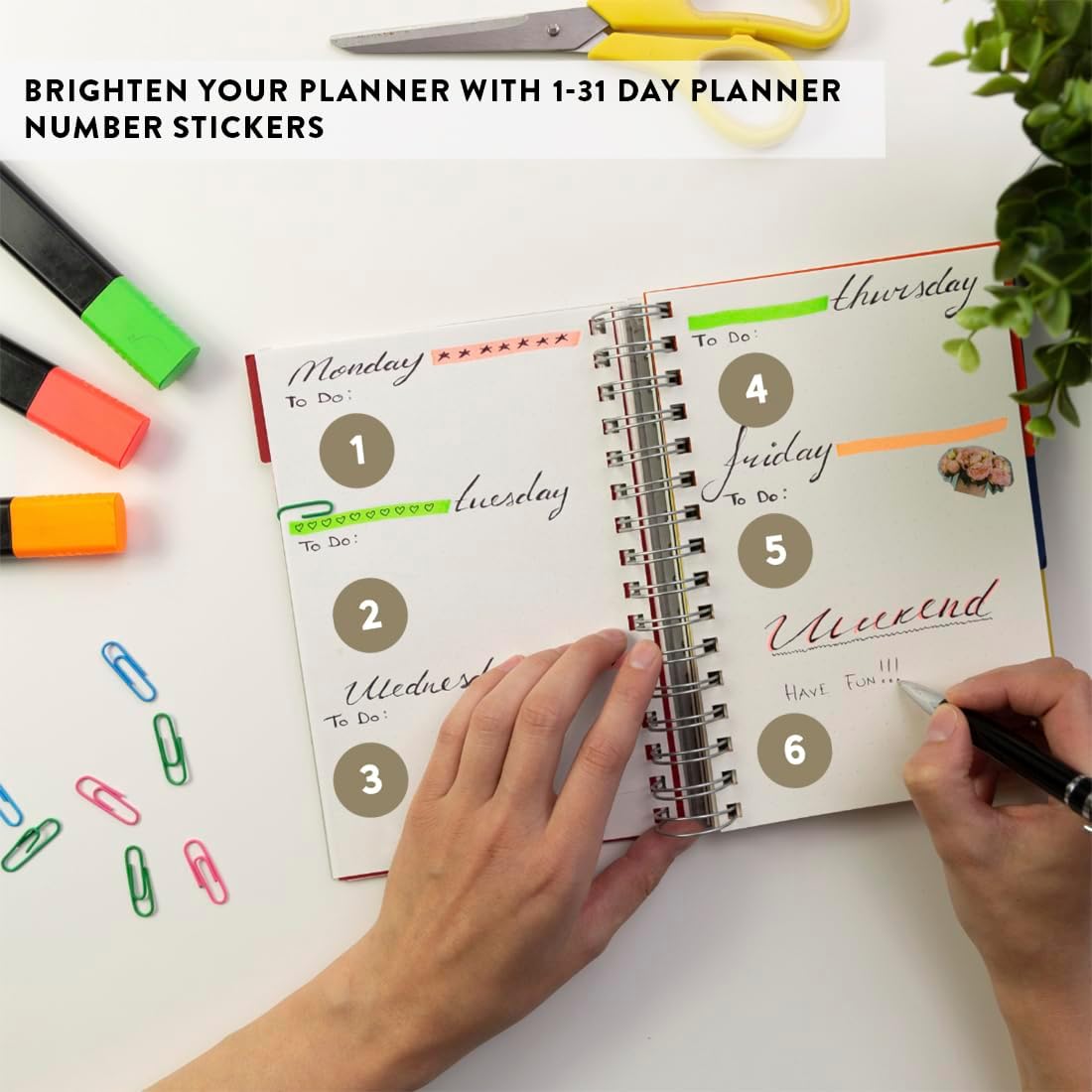 Andaz Press Colorful 7 Days of Week Stickers, Day Week Calendar Stickers for Adults Planner Day Dots Food Labels for Food Containers Date Calendar Planner Stickers Week Day Sticker Labels, 480-Pack