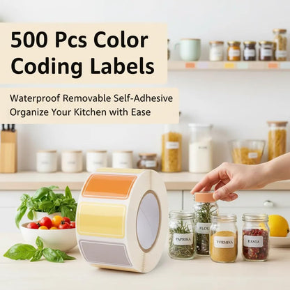 500Pcs Blue Freezer Labels, Waterproof Write-On Stickers | 500Pcs labels; removable writable adhesive for jars, containers, meal prep, pantry storage, and freezer use.