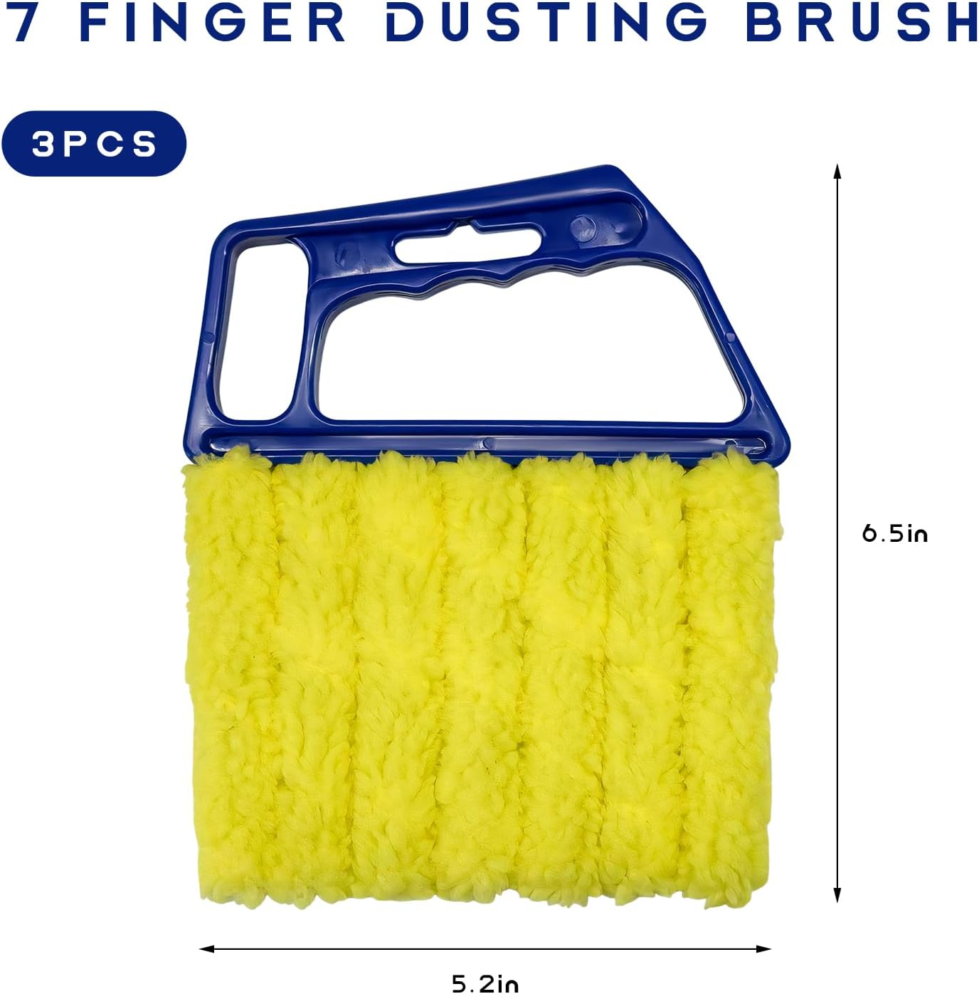3 PCS Blind Cleaner Duster Tool, 7 Finger Detachable Duster Auto Air Conditioner Cleaning Tool, Washable Dusting Brush Handheld Cleaner for Vehicle Air Vents Blinds (Yellow)