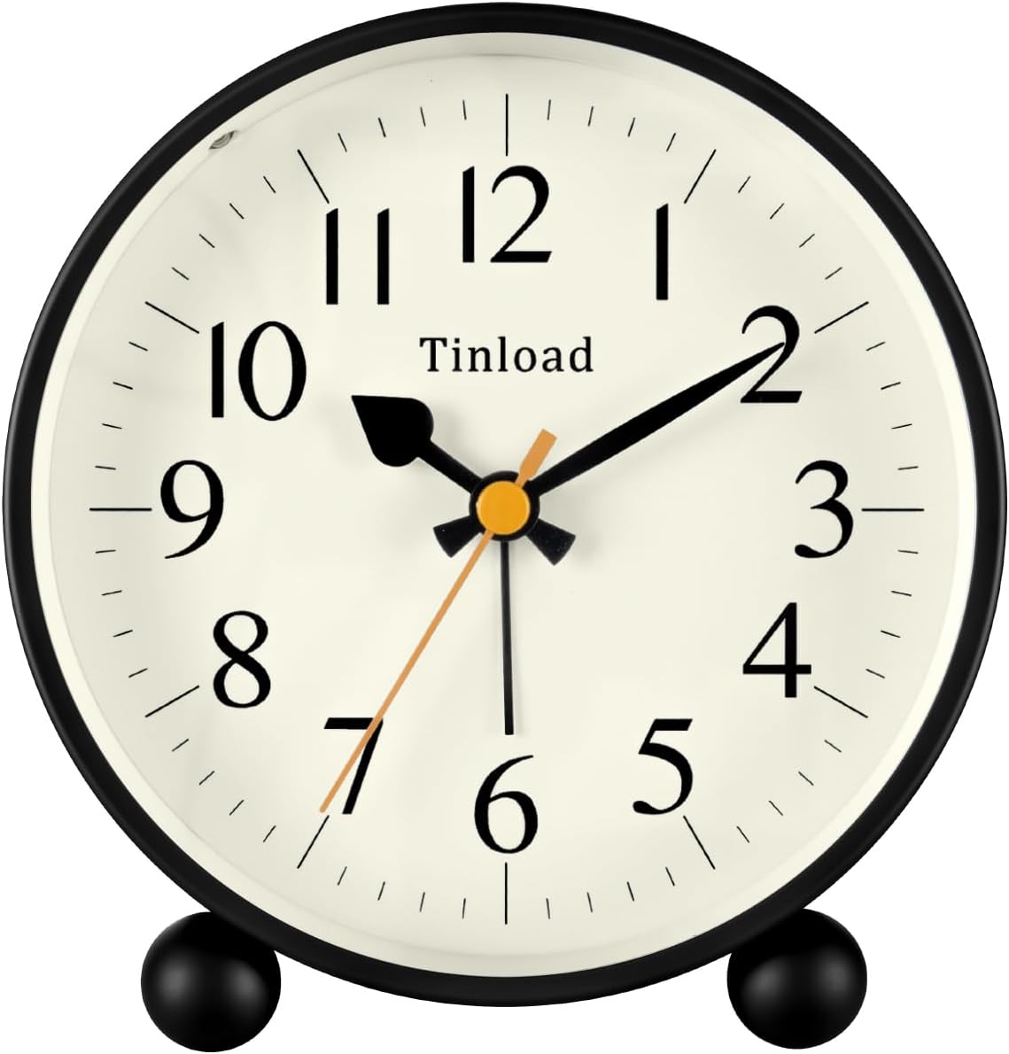 Tinload 4.5" Vintage Retro Analog Alarm Clock, Super Silent Non Ticking Small Clock with Manual Light, Snooze, Battery Operated, for Living Room, Bedroom, Bedside, Desk(Blue)