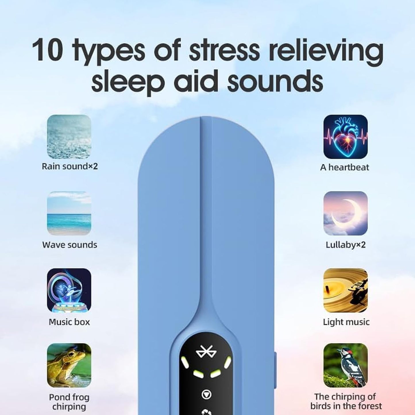Mini Portable Wireless Under Pillow Speaker for Sleeping (Black) | USB Rechargeable | Bluetooth Connection | Timer Function | Built-in White Noise | TF Card | Travel