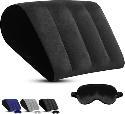 Inflatable Bed Wedge Pillow for Sleeping - Inflatable Wedge Pillow with Silk Eye Mask Set for Traveling,Leg Elevation,Back Support,Body Positioners,Lumbar Cushion for Post-Surgery Recovery,Camping Use