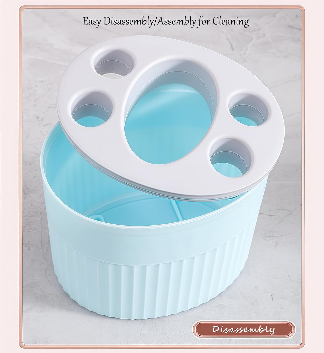Toothbrush Holder for Bathroom Countertop, Multi-Slot Toothbrush Caddy with Drainage, Detachable Design, Non-Slip Base, Toothpaste Organizer (1, Blue)