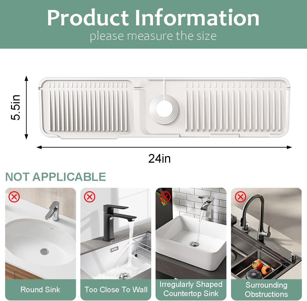 24 Inch Upgraded Draining Mat Folding faucet Mat for Bathroom Sink Splash Guard 7° Slope with Button Lock Water Draining Pad for Kitchen Bathroom Bar(Pink)