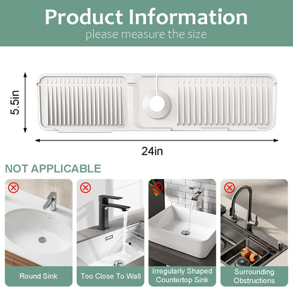 24 Inch Upgraded Draining Mat Folding faucet Mat for Bathroom Sink Splash Guard 7° Slope with Button Lock Water Draining Pad for Kitchen Bathroom Bar(Pink)