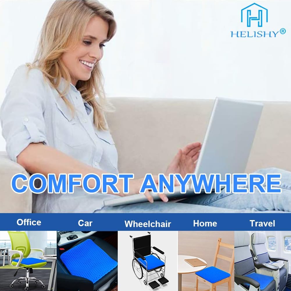 Gel Seat Cushion for Long Sitting Pressure Relief(Super Large&Thick) -Wheelchair Cushion for Pressure Sores - Coccyx,Sciatica & Tailbone Pain Relief Cushion- Non-Slip Butt Pillow for Office, Home, Car