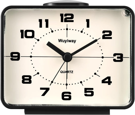 Retro Analog Alarm Clock, Battery Operated,4" Vintage Decor for Bedroom, Nightstand, Bedside, Desk, Table,Silent,Lighted on Demand and Snooze,Ascending Beep Sounds,Easy to Set (Blue)
