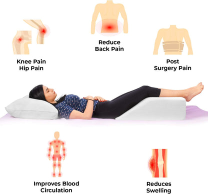 Ebung Memory Foam Leg Elevation Pillow - Support Pillow to Raise Feet for Better Elevation, Circulation, Leg Swelling Wedge Design for Comfort and Recovery