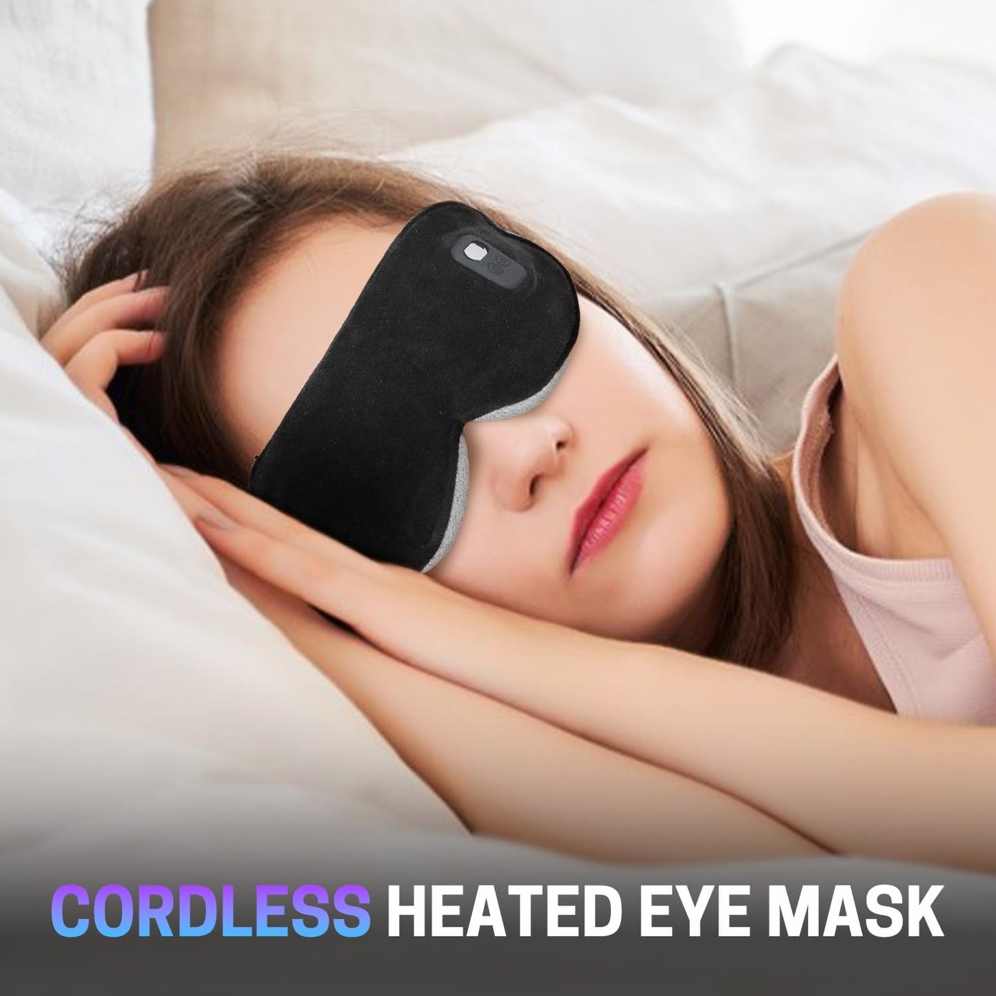 Aurya Heated Eye Mask for Dry Eyes, Cordless Warm Eye Mask with 3 Heat Levels & 4 Timer Settings for Blepharitis, Styes, Eye Relief, Rechargeable Wireless Heated Sleep Mask for Men Women, 9.25×4.13 IN