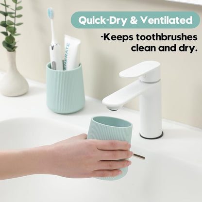 YAUKPH Black Striped Toothbrush Holder | for Electric Toothbrushes Bathroom Organizer Cup for Toothpaste Kids & Adults