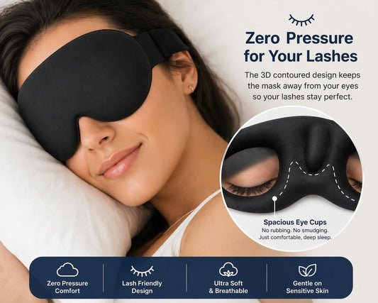 3D Sleep Mask for Side Sleepers, Blackout Eye Mask for Sleeping Women & Men, Zero Pressure Eye Cups, CPAP Friendly, Soft Adjustable Light Blocking Mask (Black)