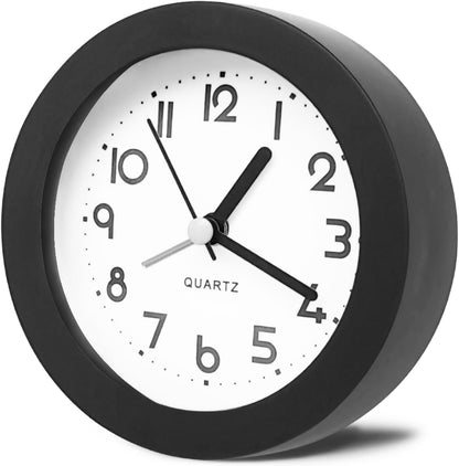 Alarm Clock with Backlight, 4 Inches Cute Analog Round Digital Quartz Clock, Non Ticking, Battery Operated ,Frosted Texture, Simply Design for Living Room, Bedroom ,Bedside, Desk Decorative(Pink)