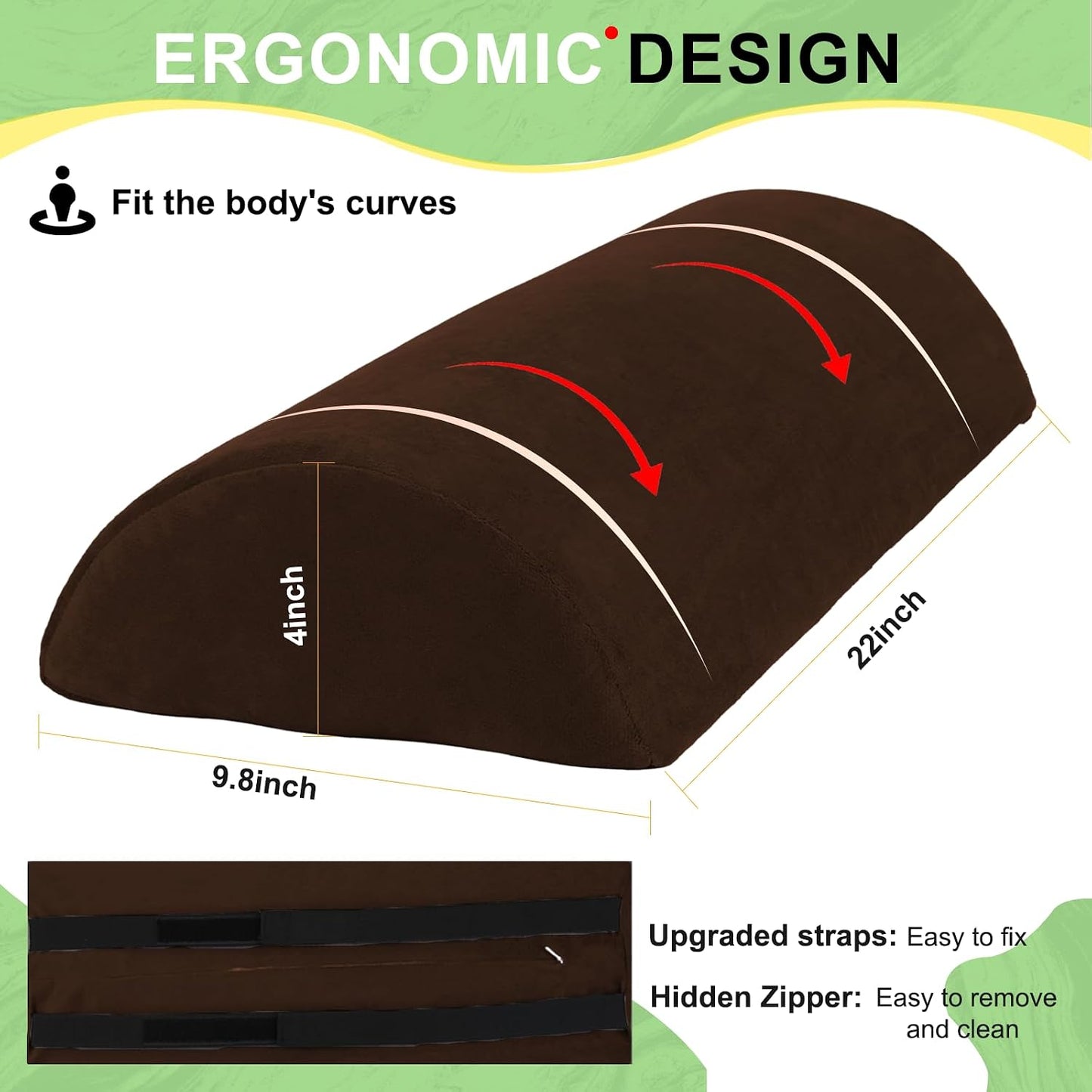 Recliner Foot Pillow, High-Resilience Foam Half-Moon Pillow for Sleeping | Soft and supportive for sleeping or reclining; supports legs, head, back and lumbar area while reducing heel pressure
