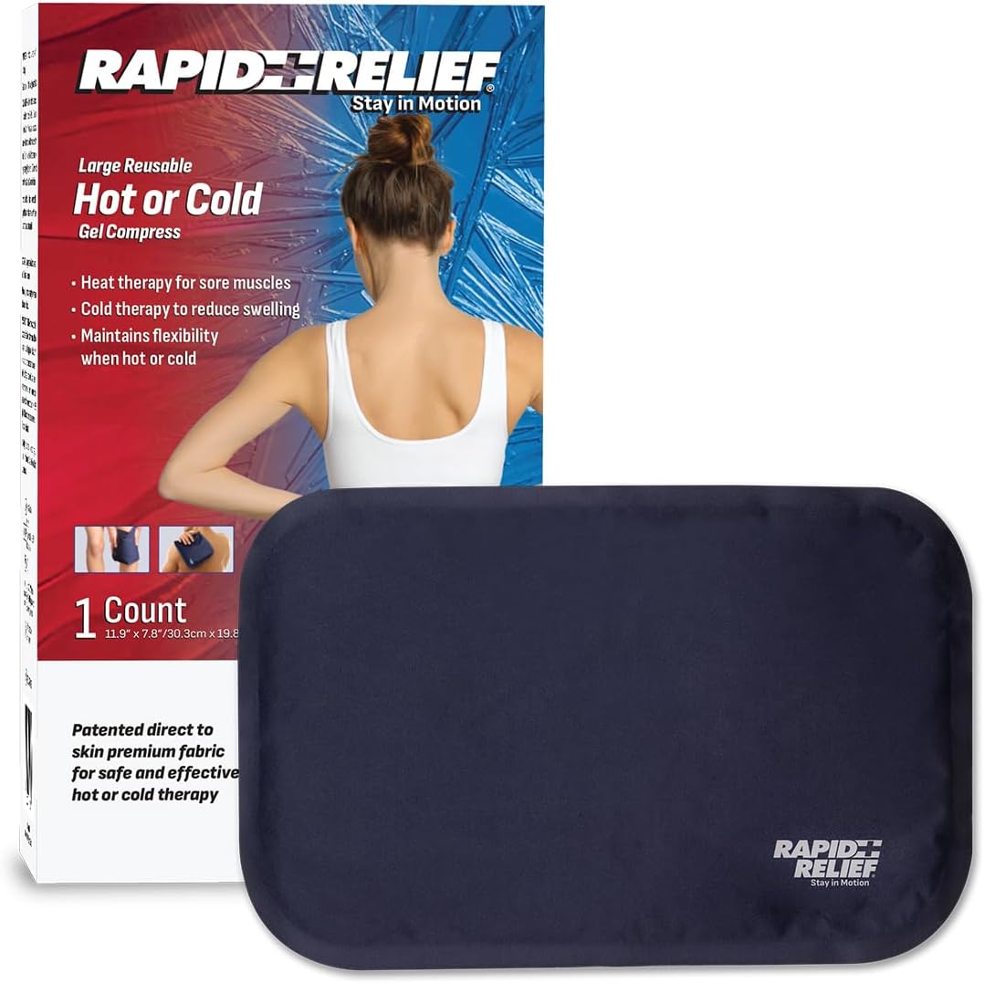 Rapid Relief Hot or Cold Gel Compress, 5x11 Ice Pack for Pain Relief Injury