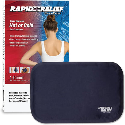 Rapid Relief Hot or Cold Gel Compress, 5x11 Ice Pack for Pain Relief Injury