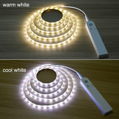 LED Under Cabinet Lighting Motion Sensor 9.84Ft Four Modes Bed Stairs Wardrobe Lamp Tape,Waterproof 5V USB LED Closet Night Strip Light (3M, Warm White)