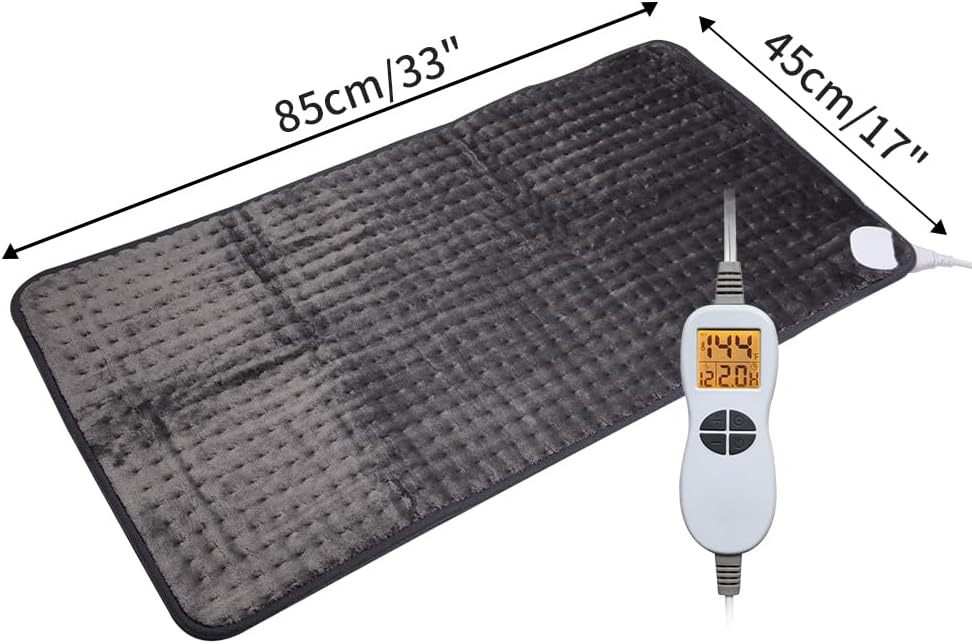 Ambershine 19''x24'' Weighted Neck & Shoulder Heating Pad, 2.5lbs with 12 Temperature Settings& 4 Auto-Off Timers, Pain Relief for Neck/Shoulder/Back(Gray&Blue)