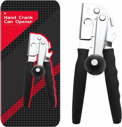 Manual Can Opener for Seniors & Arthritis, Smooth Safe Edge | Effortless long non-slip grips for weak hands. Magnetic lid lifter, fits all standard cans for daily home use.