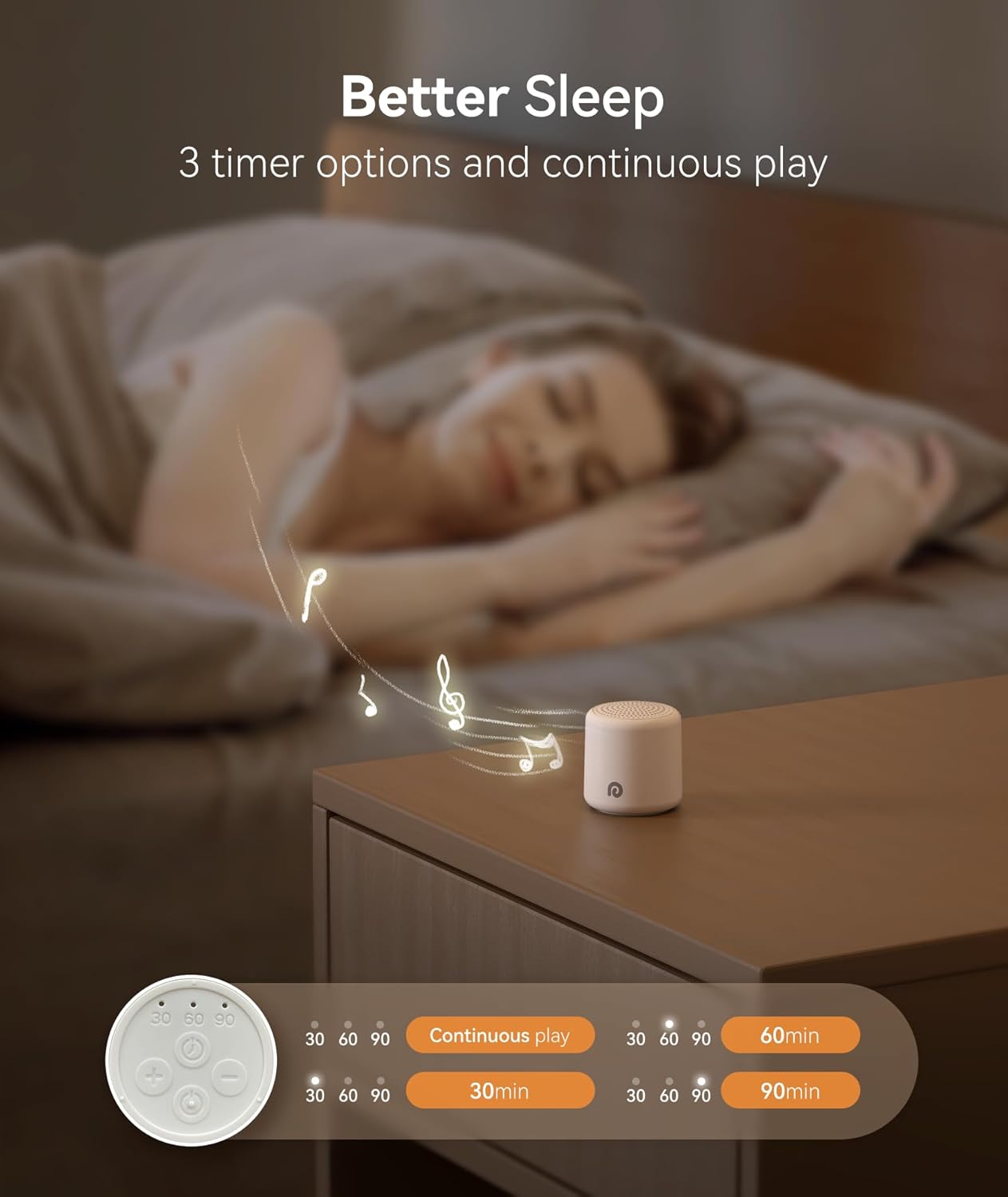 Dreamegg Portable White Noise Machine, 1000mAh Battery, Travel Sleep, Cream | Egg-Sized, 16 Sounds, USB-C, Timer, Baby & Adults, Office Privacy, Gift Use