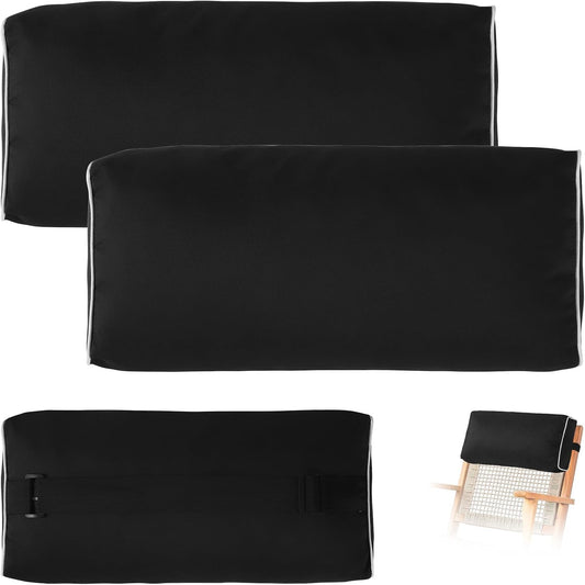 2 Pack Outdoor Chaise Lounge Head Pillow, Patio Pool Chair Pillows Water Resistant Headrest Pillow Lumbar Pillows with Insert and Adjustable Elastic Strap for Recliner Beach Chair, Dark Gray