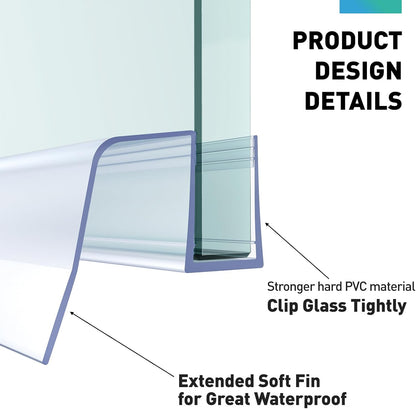 Sliding Shower Door Bottom Seal,2 PCS 3/8" x 36" | Sliding Shower Door Sweep for 3/8Inch Glass, Frameless Glass Door Seal Strip Stop Shower Leaks and Create a Water Barrier