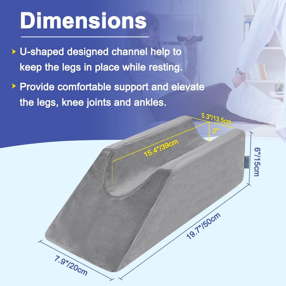 Zelen Leg Elevation Pillows Wedge 2 Pcs Single Leg Wedge Pillows for Swelling Foam Wedge for Elevating After Surgery Elevated Pillow for Legs Riser Knee Ankle Support Leg Rest Bed Positioners Wedge