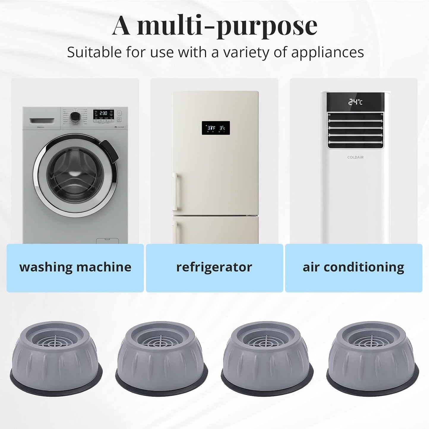 Anti Vibration Pads for Washing Machine, Washer Stabilizer and Dryer Bumper Pads - Appliance Anti Vibration Pads to Prevent Walking, Riser Feet, 4 Pack
