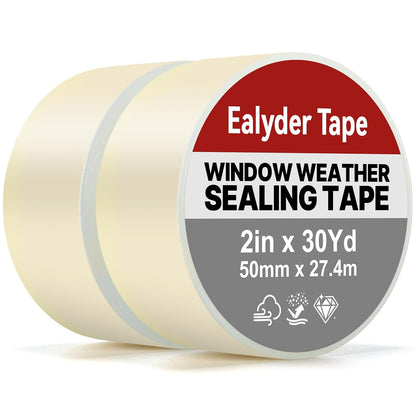 3 Inch x 90 Ft Transparent Window Weather Sealing Tape, Clear Window Draft Isolation Sealing Film Tape, Window Insulation Surface-Safe for Doors Gap Sealing, No Residue, Easy to Remove