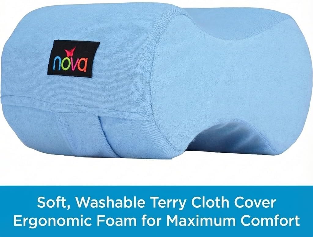 NOVA Leg Spacer Knee Pillow – Orthopedic Foam Knee Support Cushion for Side Sleepers, Pressure Relief for Hips, Legs & Lower Back, Standard Size, Soft Terry Cloth Removable Washable Cover