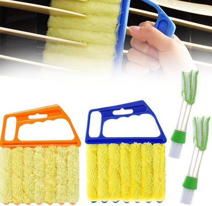 Window Blind Cleaner Duster Tool, 7 Finger Scrub Brush with Washable Microfiber Sleeves, Color Coded Cleaning Kit for Mini Vertical Blinds, Air Conditioner Vents and Fans