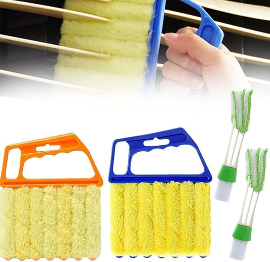 Window Blind Cleaner Duster Tool, 7 Finger Scrub Brush with Washable Microfiber Sleeves, Color Coded Cleaning Kit for Mini Vertical Blinds, Air Conditioner Vents and Fans