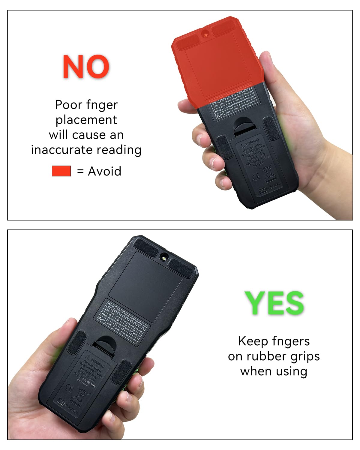 RDINSCOS Pinless Moisture Meter for Wood & Wall | Digital Moisture Detector, Flooding Detection, High Humidity Detection, For Walls, Floor, Masonry