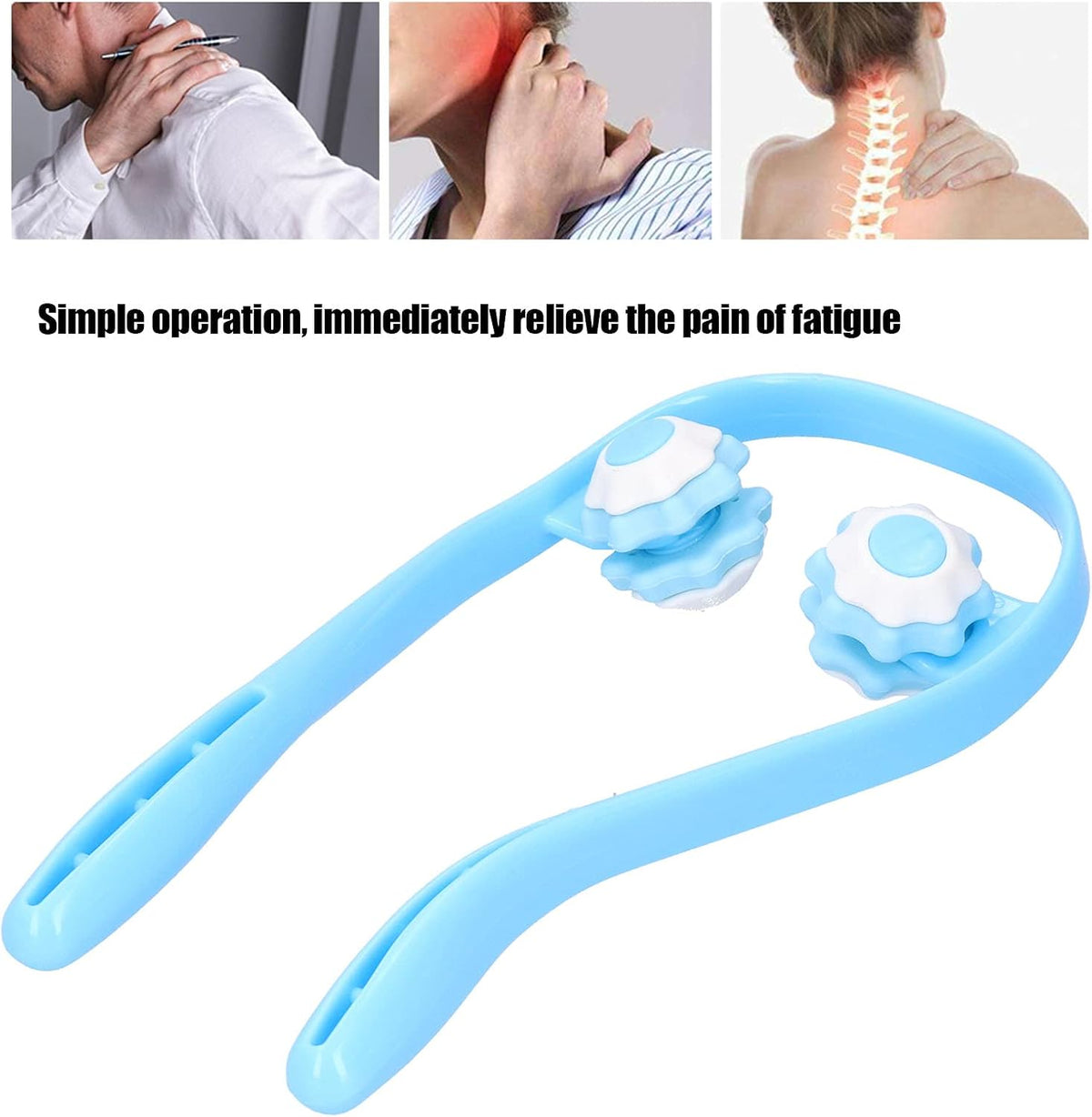 FILFEEL Roller Neck Massager, UShaped Manual Neck Shoulder Fatigue Relieve Massager Tool Ergonomic Handle Design Rouleau de Massage Musculaire