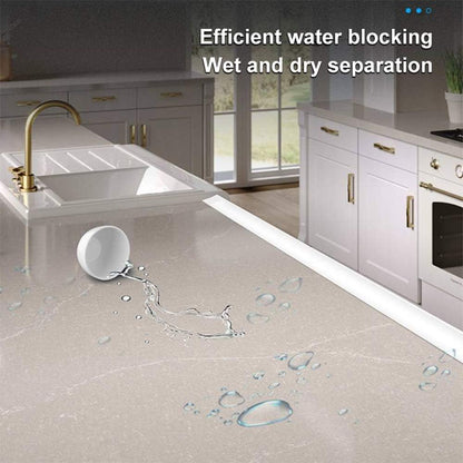 78 inch Shower Threshold Water Dam Barrier Water Stopper, Glass Shower Door Bottom Seal Strip, Silicone Rubber Kitchen Sink Splash Guard for Countertop, Bathtub, Bathroom（White）
