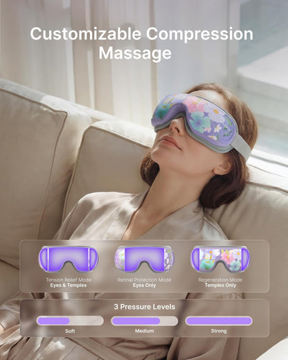 RENPHO Eyeris 3 Eye Massager with Heat and Cooling, Massaging Eye Mask | Voice Control, Vibration & Compression Massager for Dry Eyes & Head Tension, FSA Eligible HSA, Gifts for Women & Men