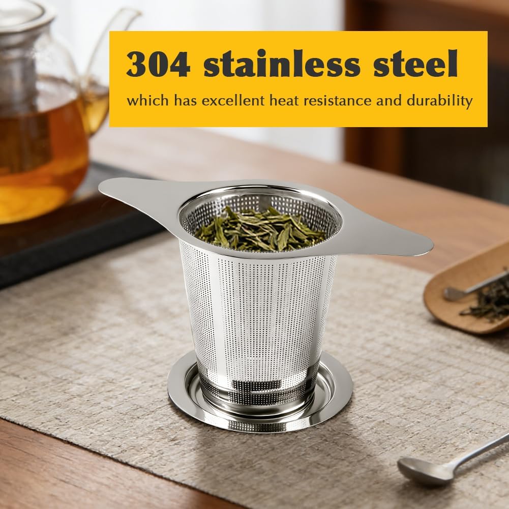2-Pack 304 Stainless Steel Tea Infusers with Double Handles, Ultra-Fine Mesh Loose Leaf Strainers, Fits Most Teapots & Mugs, Easy to Clean – Great Gift for Tea Lovers