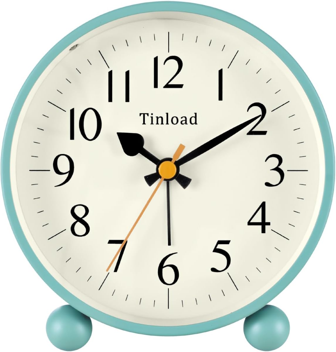 Tinload 4.5" Vintage Retro Analog Alarm Clock, Super Silent Non Ticking Small Clock with Manual Light, Snooze, Battery Operated, for Living Room, Bedroom, Bedside, Desk(Blue)
