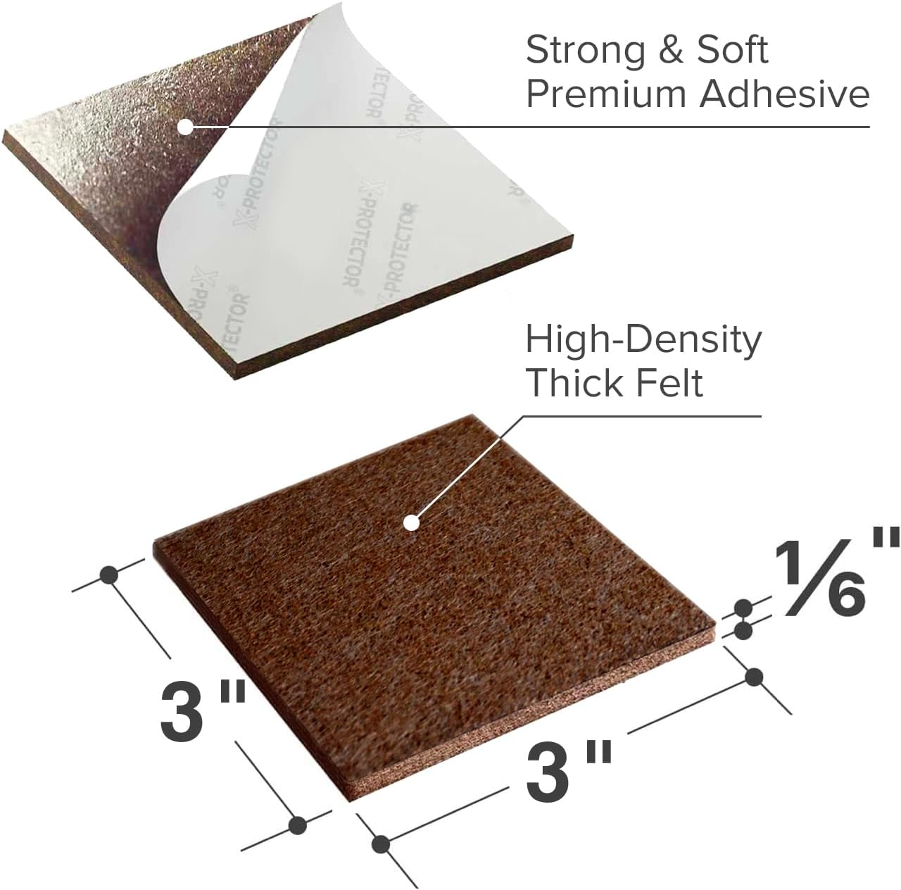 X-Protector Felt Furniture Pads - 20 PCS 6 x 1/2" - Premium Felt Strips | with Adhesive Backing - Rectangular Furniture Pads for Hardwood Floors - Cut Furniture Felt Pads to Size You Need! (Beige)