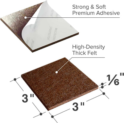 X-Protector Felt Furniture Pads - 20 PCS 6 x 1/2" - Premium Felt Strips | with Adhesive Backing - Rectangular Furniture Pads for Hardwood Floors - Cut Furniture Felt Pads to Size You Need! (Beige)