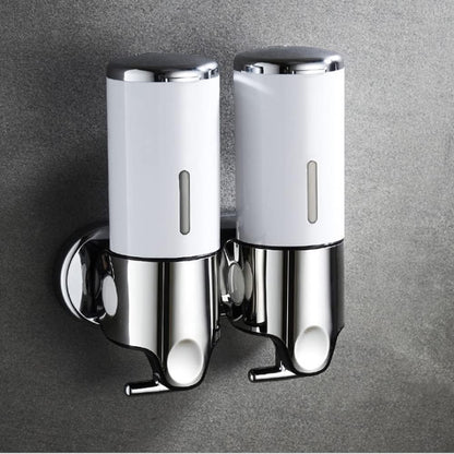 3 in 1 Chamber Wall Mounted Shampoo and Conditioner Dispenser (Silver) | No Drill Shower Soap Dispenser for Bathroom & Hotel Leak-Proof Pumps, Easy Installation and Large Capacity