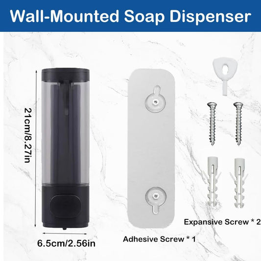 Wall Mounted Hand Soap Dispenser, 1 Chamber, 10oz/300ml Single Black Shampoo and Conditioner Dispenser, Bathroom Shower Dispenser Gel Container Dispenser and Organizer for Bathroom Kitchen Hotel
