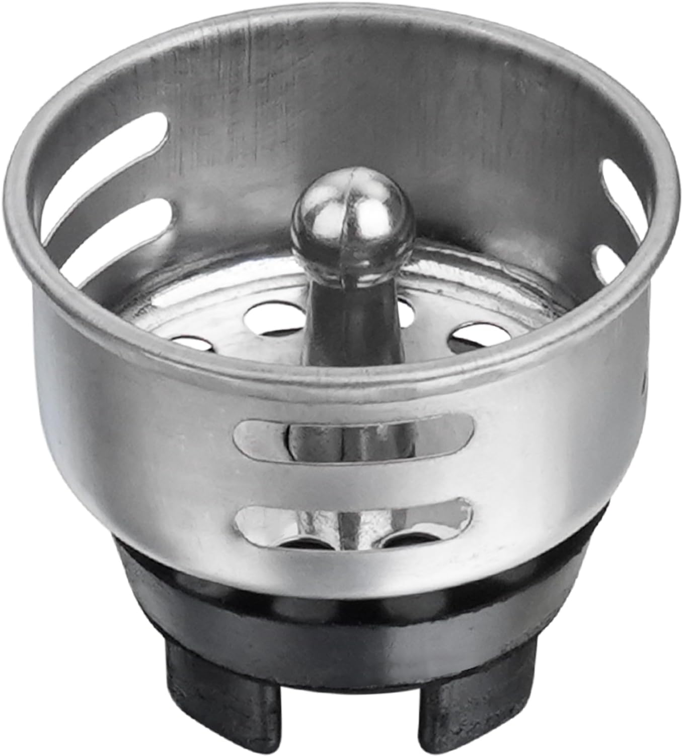 Small Basket Strainer for 2-inch Sink Drain, Bar/rv Sink Strainer | Commercial Grade 304 Stainless Steel with Chrome Finish, TINY strainer (with Rubber Stopper, holds water but NOT watertight)