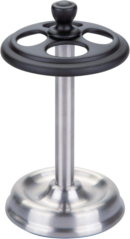 iDesign Steel Divided Toothbrush Holder Stand, 3.25" x 3.25" x 5.75" | Four Divided Compartments, Brushed Nickel & Polished Chrome