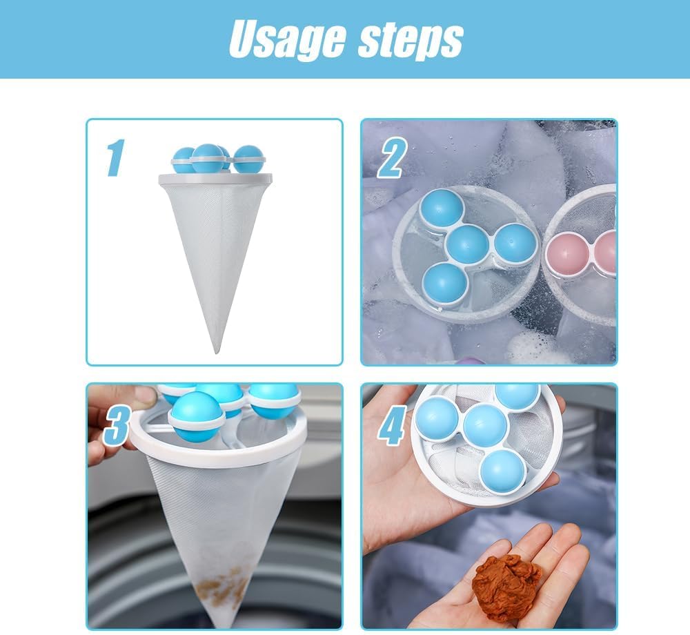 3PCS Washing Machine Lint Catcher, Floating Pet Hair Filter for Top Load Washer, Reusable Floating mesh lint Catcher collects pet Hair, lint and fibers During Washing Fits Most washers (Mix)