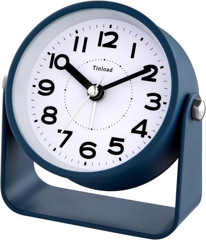Tinload Analog Alarm Clock for Bedroom, Silent Non-Ticking Quartz Movement, Battery Operated with Snooze & On-Demand Light, Bedside Desk Table Clock, Ideal for Home, Office (Green)